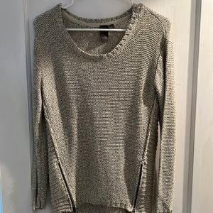 Cream and brown sweater with zipper detailing